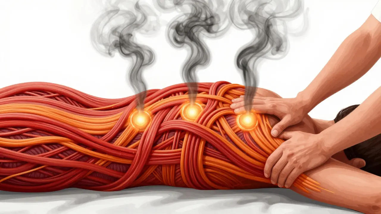 Ilustración abstracta de liberación de tensión muscular y energía