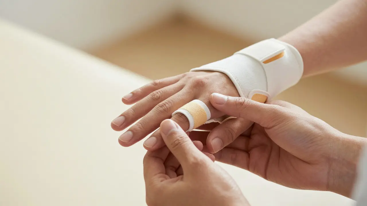 Terapia de rehabilitación con férula nocturna y ejercicios de extensión pasiva