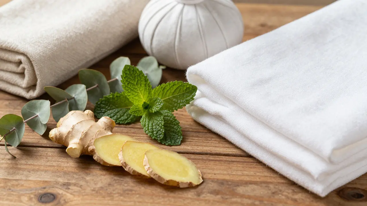 Ingredientes naturales y ropa cómoda para sesión de masaje lao